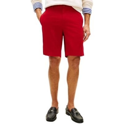 Tommy Hilfiger Herren Chino Shorts Denton Twill aus Baumwolle mit Stretch, Rot (Medium Red), 31W Tommy Hilfiger Herren Chino Shorts Denton Twill aus Baumwolle mit Stretch, Rot (Medium Red), 31W