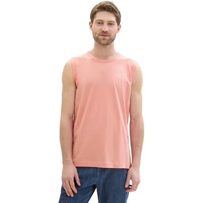 TOM TAILOR Herren Basic Tanktop mit Schriftzug-Print, Hazy Coral Rose, XL TOM TAILOR Herren Basic Tanktop mit Schriftzug-Print, Hazy Coral Rose, XL