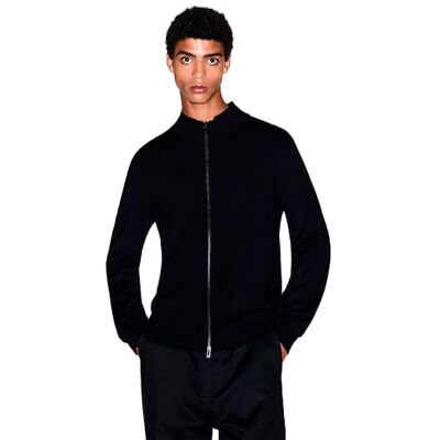 Armani Exchange Men's Essential, Long Sleeve Zip Closure Cardigan Sweater, Black, M Armani Exchange Men's Essential, Long Sleeve Zip Closure Cardigan Sweater, Black, M