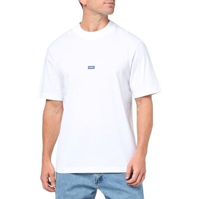 HUGO Herren Small Logo Block Cotton T-Shirt, Weißes Salz, XL HUGO Herren Small Logo Block Cotton T-Shirt, Weißes Salz, XL