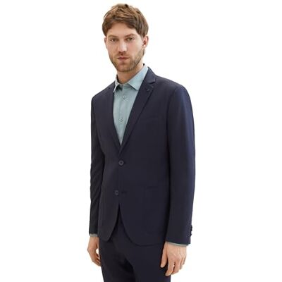 TOM TAILOR Herren Stretch Sakko mit Reverskragen, 35223 Navy Blue Houndstooth, 52 TOM TAILOR Herren Stretch Sakko mit Reverskragen, 35223 Navy Blue Houndstooth, 52