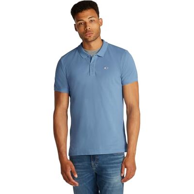 Tommy Jeans Herren Poloshirt Kurzarm Placket Slim Fit, Blau (Colorado Blue), XXL Tommy Jeans Herren Poloshirt Kurzarm Placket Slim Fit, Blau (Colorado Blue), XXL