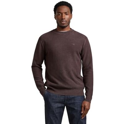 G-STAR Raw C.V Men's Washed r Knit Pullover Sweater, Brown, X-Large G-STAR Raw C.V Men's Washed r Knit Pullover Sweater, Brown, X-Large