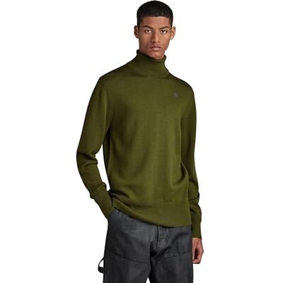 G-STAR RAW Herren Premium Core Turtle Knitted Pullover, Grün (Dark Olive D21933-B692-C744), M G-STAR RAW Herren Premium Core Turtle Knitted Pullover, Grün (Dark Olive D21933-B692-C744), M