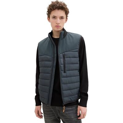 TOM TAILOR Denim Herren Hybrid Steppweste mit Stehkragen,10362 Dark Gable Green, M TOM TAILOR Denim Herren Hybrid Steppweste mit Stehkragen,10362 Dark Gable Green, M