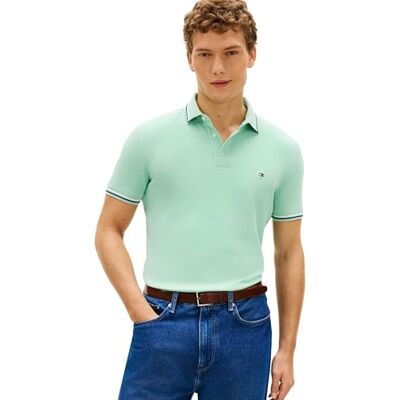 Tommy Hilfiger Herren Poloshirt Kurzarm Tipped Seasonal Slim Fit, Grün (Crushed Mint), S Tommy Hilfiger Herren Poloshirt Kurzarm Tipped Seasonal Slim Fit, Grün (Crushed Mint), S