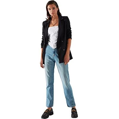 TRENDYOL Anthrazit-Taste detaillierte Blazer-Jacke, Anthrazit, TRENDYOL Anthrazit-Taste detaillierte Blazer-Jacke, Anthrazit,