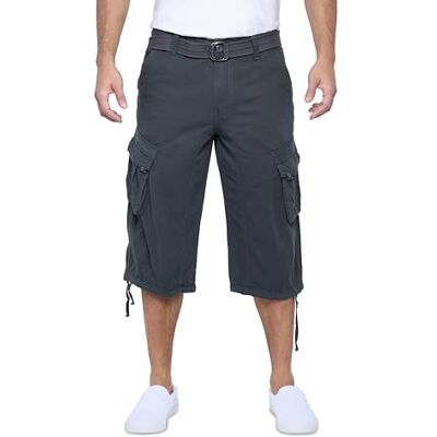 X RAY Lange Cargo-Shorts für Herren, mit Gürtel, 45,7 cm Schrittlänge unterhalb des Knies, mehrere Taschen, 3/4-Caprihose (große und hohe Shorts für Herren), Anthrazit (Dunkelgrün), 56 X RAY Lange Cargo-Shorts für Herren, mit Gürtel, 45,7 cm Schrittlänge unterhalb des Knies, mehrere Taschen, 3/4-Caprihose (große und hohe Shorts für Herren), Anthrazit (Dunkelgrün), 56