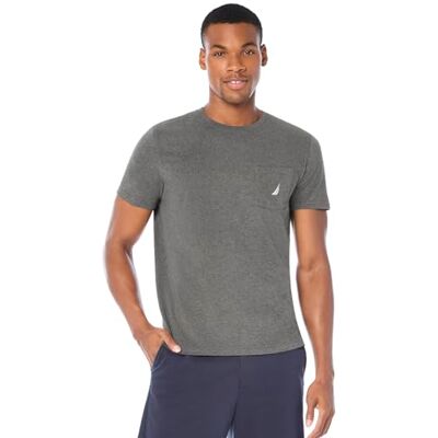 Nautica Herren Solid Crew Neck Short-Sleeve Pocket T-Shirt, Charcoal Heather, Mittel Nautica Herren Solid Crew Neck Short-Sleeve Pocket T-Shirt, Charcoal Heather, Mittel