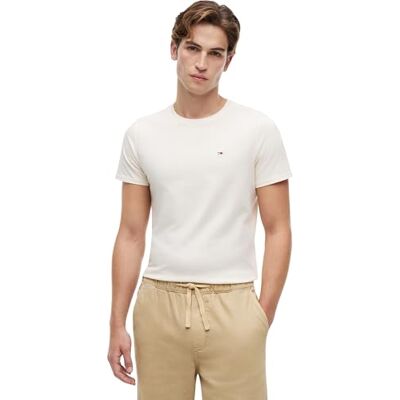 Tommy Jeans Herren T-Shirt Kurzarm TJM Original Slim Fit, Beige (Calico), XS Tommy Jeans Herren T-Shirt Kurzarm TJM Original Slim Fit, Beige (Calico), XS