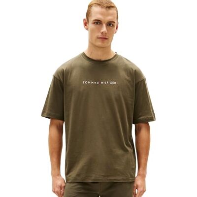 Tommy Hilfiger Herren T-Shirt Kurzarm Logo aus Baumwolle, Grün (Army Green), XL Tommy Hilfiger Herren T-Shirt Kurzarm Logo aus Baumwolle, Grün (Army Green), XL