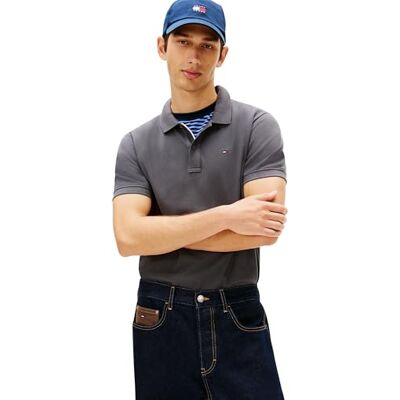 Tommy Jeans Herren Poloshirt Kurzarm Slim Placket Slim Fit, Grau (Washed Black), XS Tommy Jeans Herren Poloshirt Kurzarm Slim Placket Slim Fit, Grau (Washed Black), XS