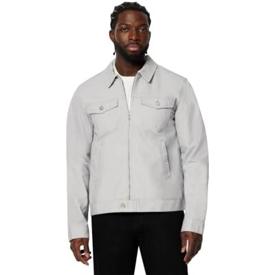 Amazon Herren Trucker-Jacke aus Baumwolldrillich mit Reißverschluss Vorne, Grau, XL Amazon Herren Trucker-Jacke aus Baumwolldrillich mit Reißverschluss Vorne, Grau, XL