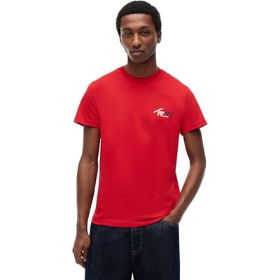 Tommy Jeans Herren TJM Slim Sign Chest Ss Tee EXT DM0DM22538 S/S T-Shirt, Rot (Ruby Red), XS Tommy Jeans Herren TJM Slim Sign Chest Ss Tee EXT DM0DM22538 S/S T-Shirt, Rot (Ruby Red), XS