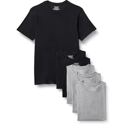 Amazon Unterhemd Herren Slim Fit Unterhemden mit Rundhalsausschnitt, 6er Pack, Schwarz/Grau Heide, XS Amazon Unterhemd Herren Slim Fit Unterhemden mit Rundhalsausschnitt, 6er Pack, Schwarz/Grau Heide, XS