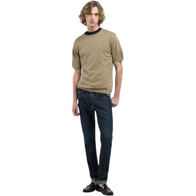 Replay Herren T-Shirt Kurzarm Rundhalsausschnitt, Military Khaki 875 (Braun), S Replay Herren T-Shirt Kurzarm Rundhalsausschnitt, Military Khaki 875 (Braun), S