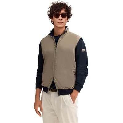 Bugatti Herren Sweatjacke Modern Fit mit Nylon-Front und Reißverschluss Bugatti Herren Sweatjacke Modern Fit mit Nylon-Front und Reißverschluss
