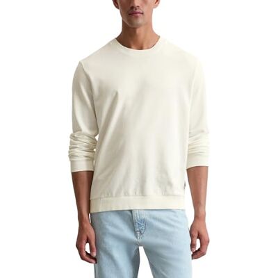 Marc O' Polo Marc OߴPolo Herren Sweatshirt aus Bio-Baumwolle mit Rundhalsausschnitt, Cremefarben (Silky White), XXL Marc O' Polo Marc OߴPolo Herren Sweatshirt aus Bio-Baumwolle mit Rundhalsausschnitt, Cremefarben (Silky White), XXL