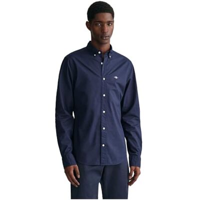GANT Herren Slim Poplin Shirt Klassisches Hemd, Marine, M EU GANT Herren Slim Poplin Shirt Klassisches Hemd, Marine, M EU