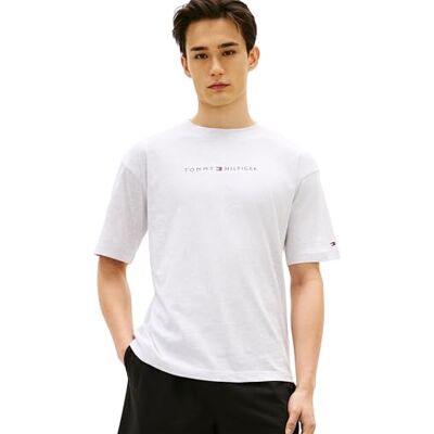 Tommy Hilfiger Herren T-Shirt Kurzarm Logo aus Baumwolle, Grau (Ice Grey Heather), L Tommy Hilfiger Herren T-Shirt Kurzarm Logo aus Baumwolle, Grau (Ice Grey Heather), L