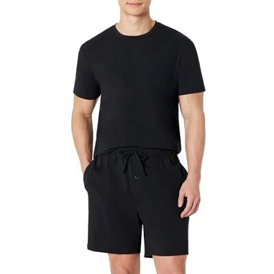 Amazon Herren Schlafanzug aus Baumwoll-Modal, Kurzärmeliges T-Shirt mit Shorts, Schwarz, M Amazon Herren Schlafanzug aus Baumwoll-Modal, Kurzärmeliges T-Shirt mit Shorts, Schwarz, M