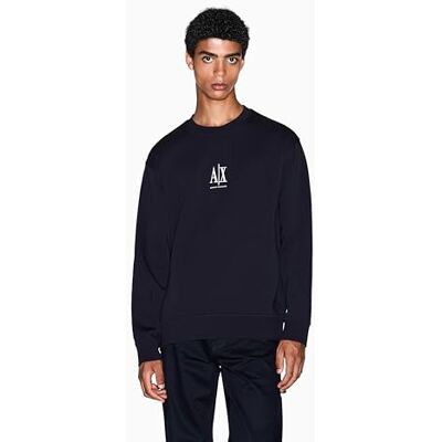 Armani Exchange Herren Icon Project, gesticktes Logo, Rundhalsausschnitt, Sweatshirt, Dunkles Marineblau, M Armani Exchange Herren Icon Project, gesticktes Logo, Rundhalsausschnitt, Sweatshirt, Dunkles Marineblau, M