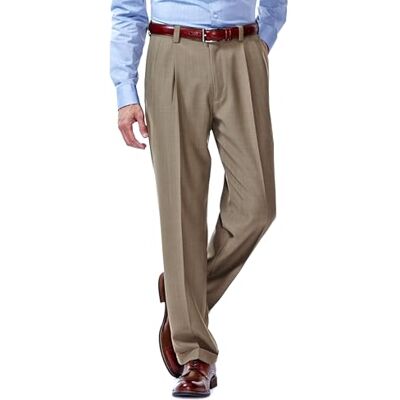 Haggar Herren-Kleiderhose, Khaki, 36W x 29L Haggar Herren-Kleiderhose, Khaki, 36W x 29L