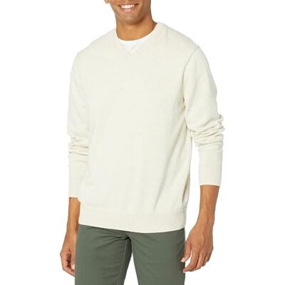 Amazon Herren V-Ausschnitt Pullover aus Baumwolle, Normale Passform, Oatmeal Heather, S Amazon Herren V-Ausschnitt Pullover aus Baumwolle, Normale Passform, Oatmeal Heather, S