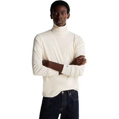 Tommy Hilfiger Herren Pullover Roll Neck mit Rollkragen, Elfenbein (Ivory Petal), 3XL Tommy Hilfiger Herren Pullover Roll Neck mit Rollkragen, Elfenbein (Ivory Petal), 3XL