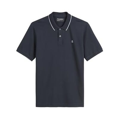 Marc O' Polo Herren Kurzarm-Poloshirt mit Stretch-Anteil Regular Fit, Blau (Dark Navy), S Marc O' Polo Herren Kurzarm-Poloshirt mit Stretch-Anteil Regular Fit, Blau (Dark Navy), S