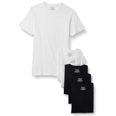 Amazon Unterhemd Herren Slim Fit Unterhemden mit Rundhalsausschnitt, 6er Pack, Schwarz/Weiß, XL Amazon Unterhemd Herren Slim Fit Unterhemden mit Rundhalsausschnitt, 6er Pack, Schwarz/Weiß, XL