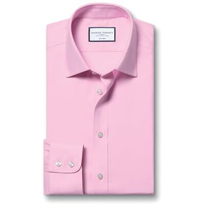 Charles Tyrwhitt Shirts for Men Pink Non Iron with 100% Cotton Twill Formal Dress Shirt for Work, Business & Weddings Classic with Classic Collar Charles Tyrwhitt Shirts for Men Pink Non Iron with 100% Cotton Twill Formal Dress Shirt for Work, Business & Weddings Classic with Classic Collar
