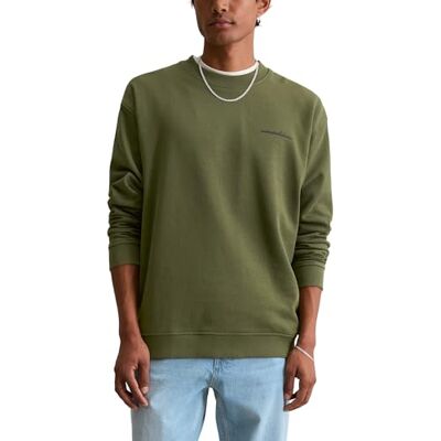 Marc O' Polo Marc OߴPolo Denim Herren Sweatshirt aus Bio-Baumwolle Relaxed Fit, Grün (Dark Moss), L Marc O' Polo Marc OߴPolo Denim Herren Sweatshirt aus Bio-Baumwolle Relaxed Fit, Grün (Dark Moss), L