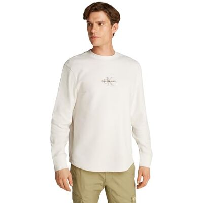 Calvin Herren Sweatshirt Monologo Waffle Rundhalsausschnitt, Elfenbein (Ivory), XXXL Calvin Herren Sweatshirt Monologo Waffle Rundhalsausschnitt, Elfenbein (Ivory), XXXL