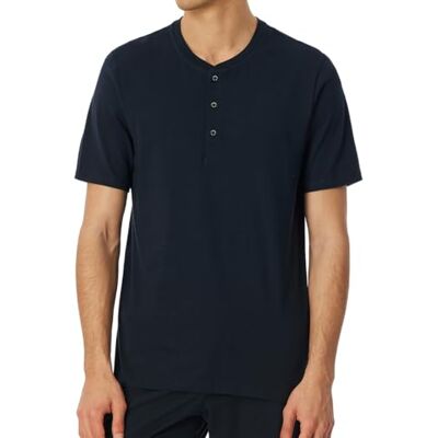 Schiesser Herren Schlafshirt Kurzarm mit Knopfleiste Bio-Baumwolle-Mix + Relax Pyjamaoberteil, Nachtblau_182516, 48 Schiesser Herren Schlafshirt Kurzarm mit Knopfleiste Bio-Baumwolle-Mix + Relax Pyjamaoberteil, Nachtblau_182516, 48