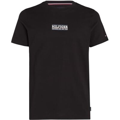 Tommy Hilfiger Herren T-Shirt Kurzarm Rundhalsausschnitt, Schwarz (Black), XS Tommy Hilfiger Herren T-Shirt Kurzarm Rundhalsausschnitt, Schwarz (Black), XS