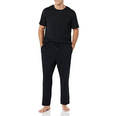 Amazon Herren Schlafanzug-Set, Modal-Baumwolle, T-Shirt und durchgehende Hose, Schwarz, XXS Amazon Herren Schlafanzug-Set, Modal-Baumwolle, T-Shirt und durchgehende Hose, Schwarz, XXS