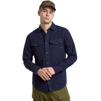G-STAR RAW Herren Marine Slim Hemd, Blau (Sartho Blue gd D24963-D454-B597), S G-STAR RAW Herren Marine Slim Hemd, Blau (Sartho Blue gd D24963-D454-B597), S