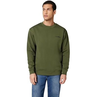 Marc O' Polo Marc OߴPolo Denim Herren Sweatshirt aus Bio-Baumwolle Relaxed Fit, Grün (Dark Moss), S Marc O' Polo Marc OߴPolo Denim Herren Sweatshirt aus Bio-Baumwolle Relaxed Fit, Grün (Dark Moss), S