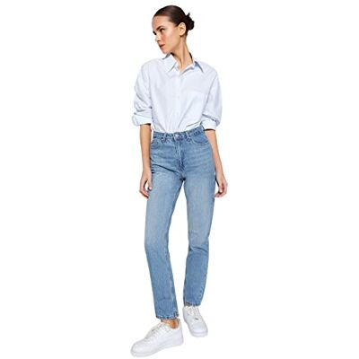 TRENDYOL Damen Herren Hoher Bund Bootcut & Flared Jeans, Blau, 40 EU TRENDYOL Damen Herren Hoher Bund Bootcut & Flared Jeans, Blau, 40 EU