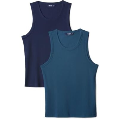 Amazon Herren Slim-Fit-Tanktop Mit Rippstrick, 2er-Pack, Marineblauer Blazer/Dunkelblau, XXL Amazon Herren Slim-Fit-Tanktop Mit Rippstrick, 2er-Pack, Marineblauer Blazer/Dunkelblau, XXL