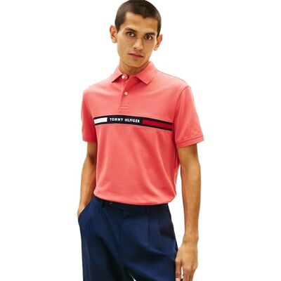 Tommy Hilfiger Herren Poloshirt Kurzarm Chest Insert Regular Fit, Rot (Vintage Red), L Tommy Hilfiger Herren Poloshirt Kurzarm Chest Insert Regular Fit, Rot (Vintage Red), L