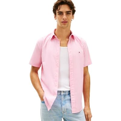Tommy Hilfiger Herren Hemd Flex Poplin Solid aus Baumwolle, Rosa (Classic Pink), S Tommy Hilfiger Herren Hemd Flex Poplin Solid aus Baumwolle, Rosa (Classic Pink), S