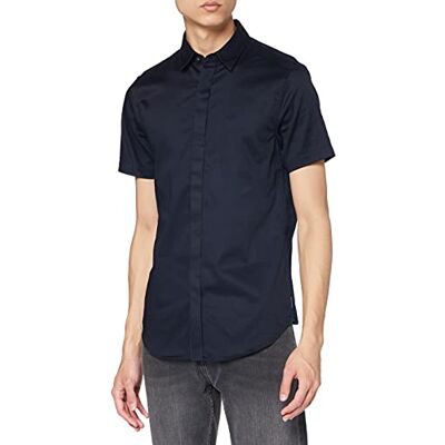 Armani Exchange Herren Stretch Satin Slim Freizeithemd, Blau, M Armani Exchange Herren Stretch Satin Slim Freizeithemd, Blau, M