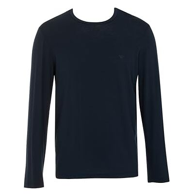 Giorgio Armani Man's Tech T-Shirt, Wolle, langärmelig, Rundhalsausschnitt, Größe S, Normale Passform, Blau, Armani Blue, S Giorgio Armani Man's Tech T-Shirt, Wolle, langärmelig, Rundhalsausschnitt, Größe S, Normale Passform, Blau, Armani Blue, S