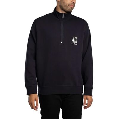 Armani Exchange Men's, Icon Project, Embroidered Logo, Front Zip Sweatshirt, Deep Navy, XL Armani Exchange Men's, Icon Project, Embroidered Logo, Front Zip Sweatshirt, Deep Navy, XL
