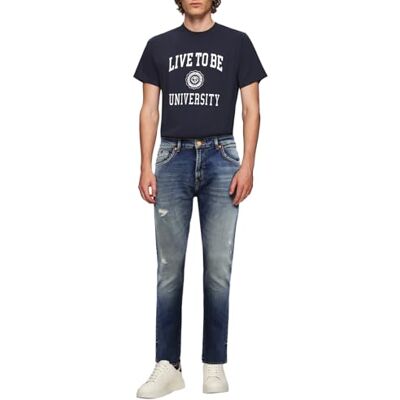 LTB Jeans Herren Hollywood 300 Straight Mid Rise Basic-5-Pocket Dark Wash Blau aus Baumwollgemisch Größe W28L32 LTB Jeans Herren Hollywood 300 Straight Mid Rise Basic-5-Pocket Dark Wash Blau aus Baumwollgemisch Größe W28L32