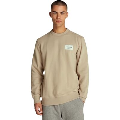Tommy Hilfiger Herren Sweatshirt Monotype Label Rundhalsausschnitt, Beige (Sandalwood), M Tommy Hilfiger Herren Sweatshirt Monotype Label Rundhalsausschnitt, Beige (Sandalwood), M