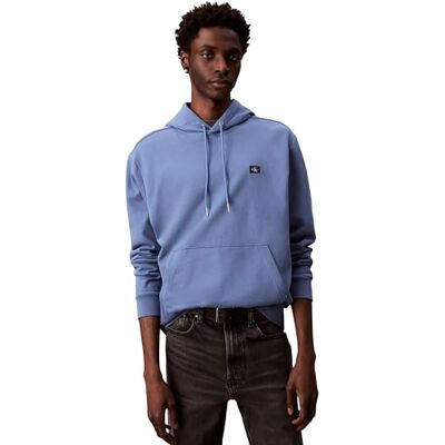 Calvin Herren Hoodie Terry Badge mit Kapuze, Blau (Dull Nile Blue), S Calvin Herren Hoodie Terry Badge mit Kapuze, Blau (Dull Nile Blue), S