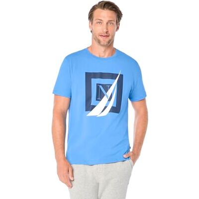 Nautica Herren Kurzärmeliges T-Shirt aus 100% Baumwolle, Motiv: l Serie Polohemd, Regatta, L Nautica Herren Kurzärmeliges T-Shirt aus 100% Baumwolle, Motiv: l Serie Polohemd, Regatta, L